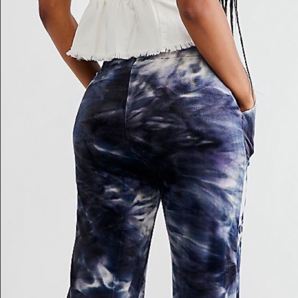 KIM SHUI VELVET LUXURY LOUNGE PANTS MADE IN ITALY PURPLE WASH TIE-DYE DESIGN S,L - Picture 6 of 16